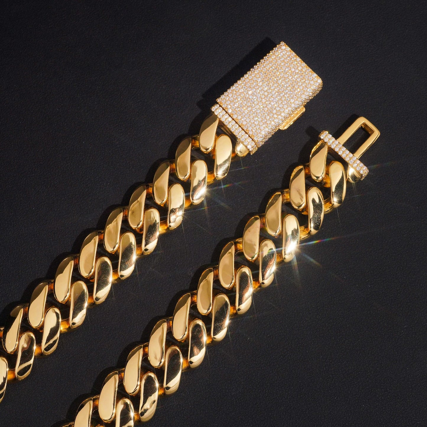 .999 PURE SILVER MIAMI CUBAN LINK CHAIN MOISSANITE CLASP 16MM VTNL0006