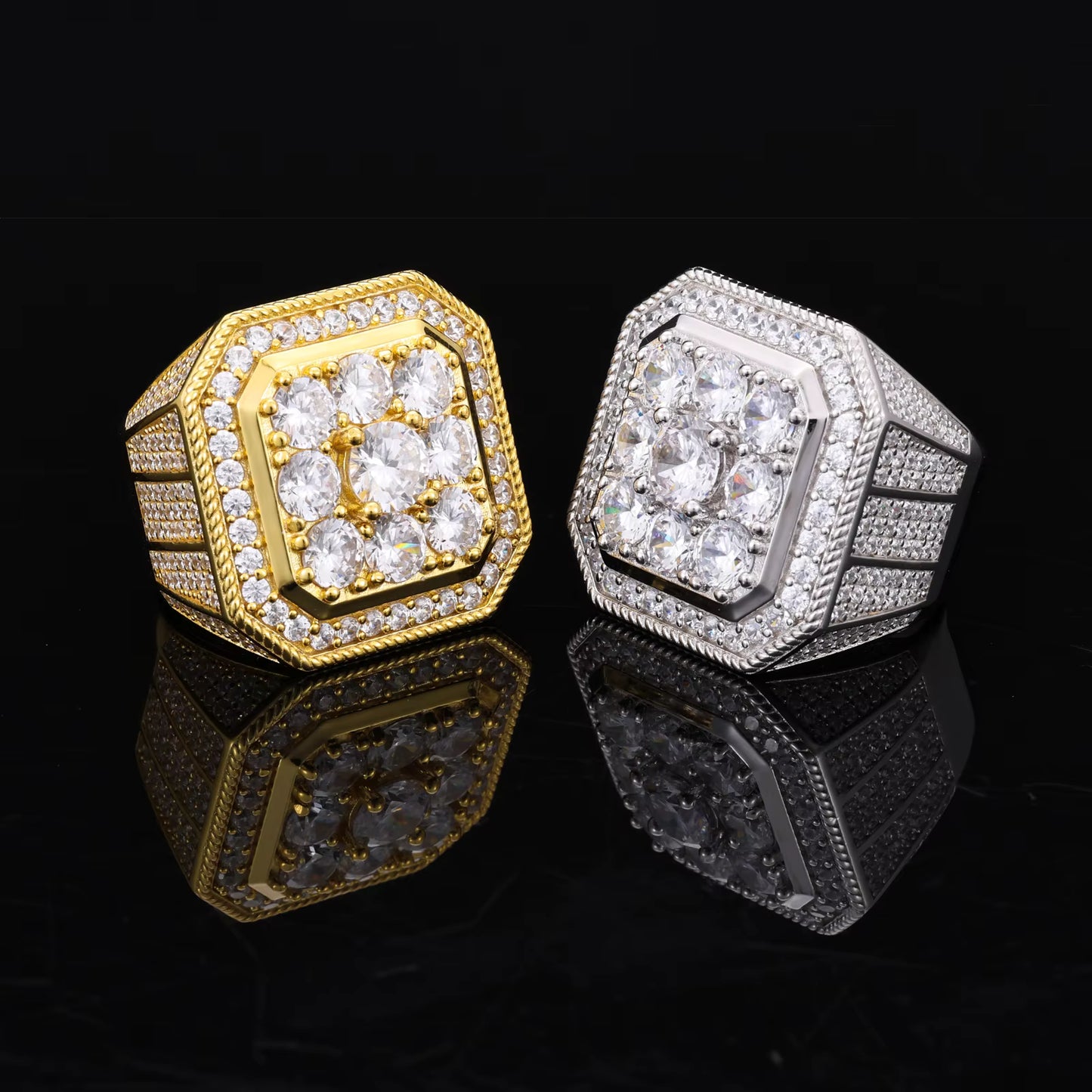 .925 SILVER 'PILLAR OCTAGON' MOISSANITE SIGNET RING