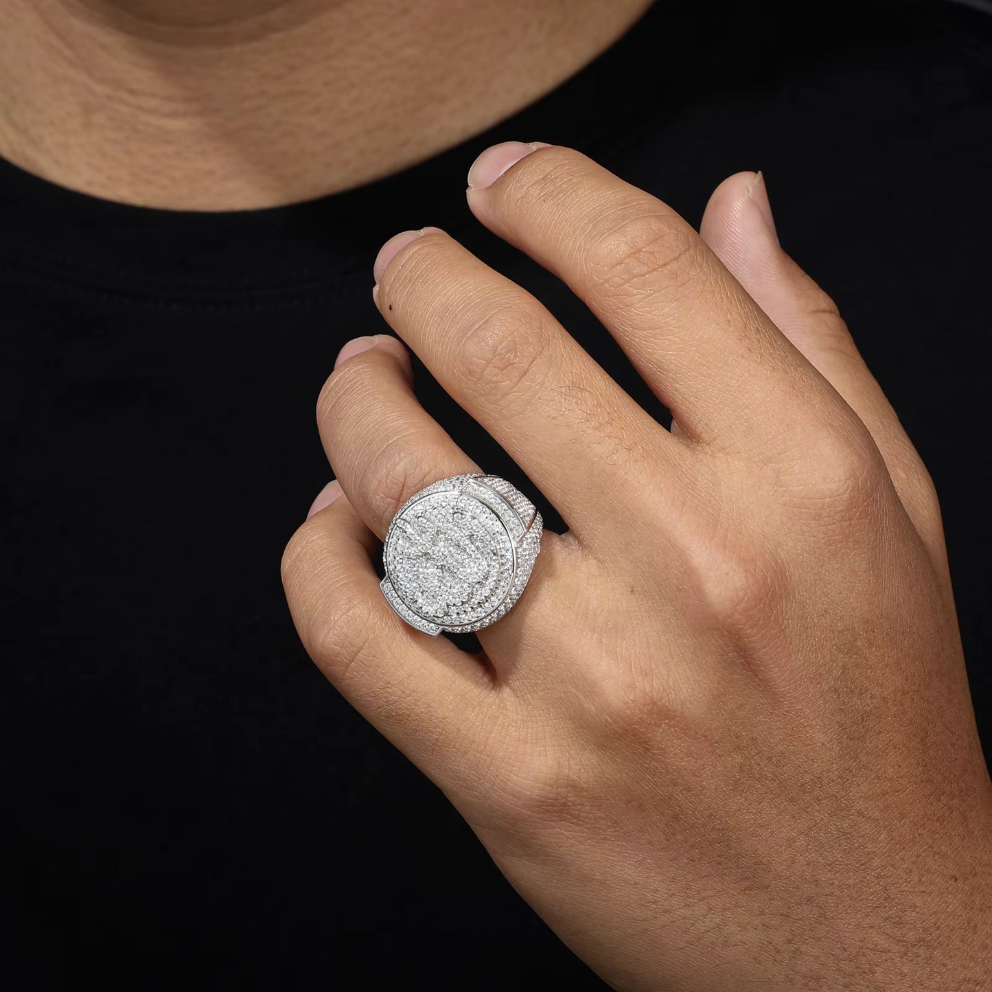 .925 SILVER 'SULTAN CALLIGRAPHY' MOISSANITE SIGNET RING