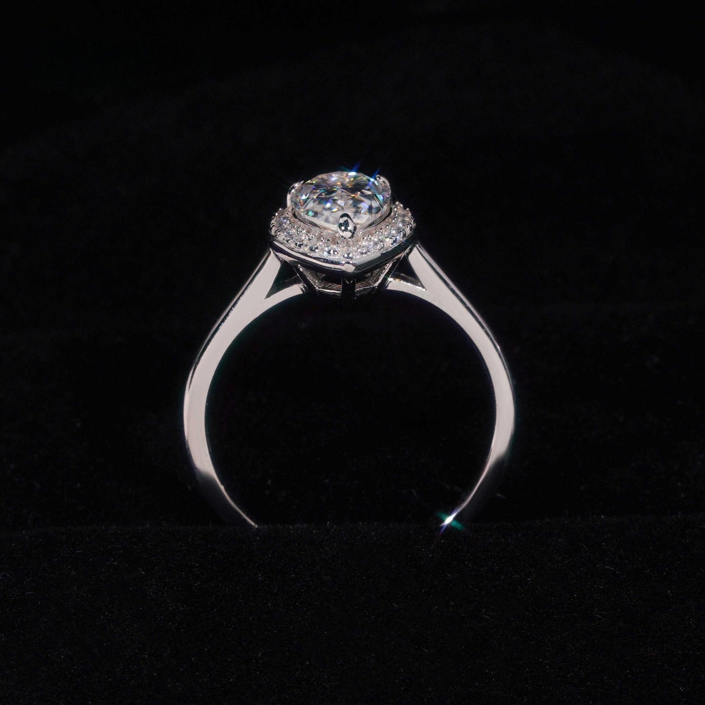 .925 SILVER HALO PEAR CUT MOISSANITE ENGAGEMENT RING VTRG1012