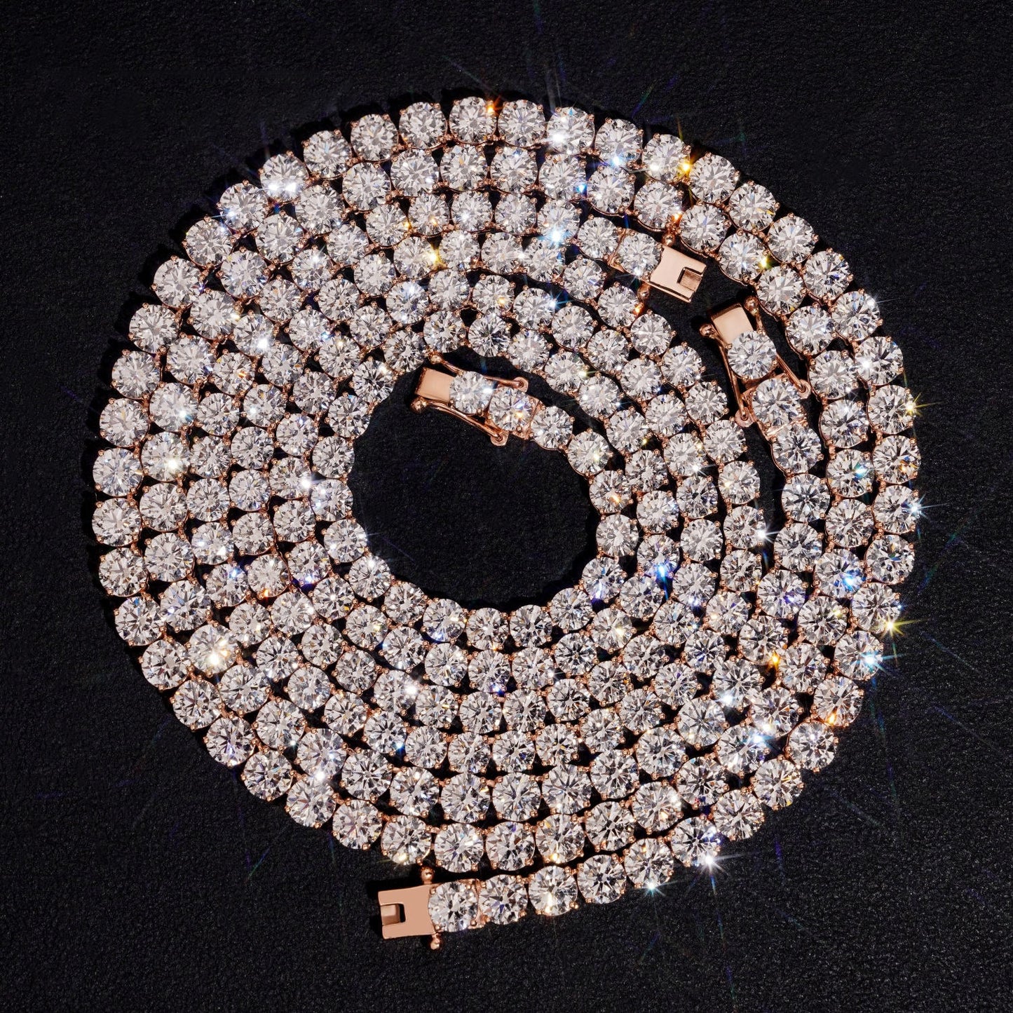10K GOLD RD CUT MOISSANITE/LAB GROWN DIAMOND TENNIS CHAIN 2MM-5MM VTNL1007