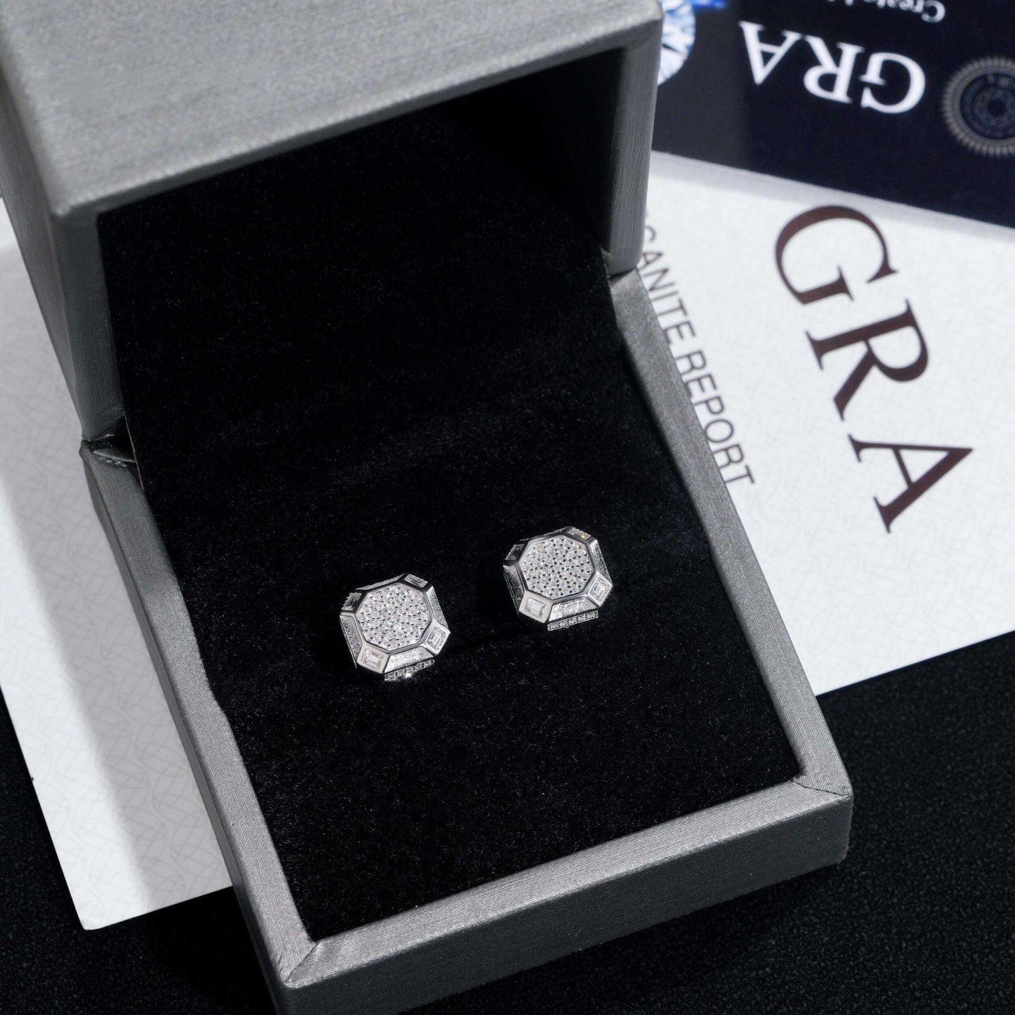 .925 SILVER OCTAGONAL SHAPED MOISSANITE STUD EARRING VTER1010
