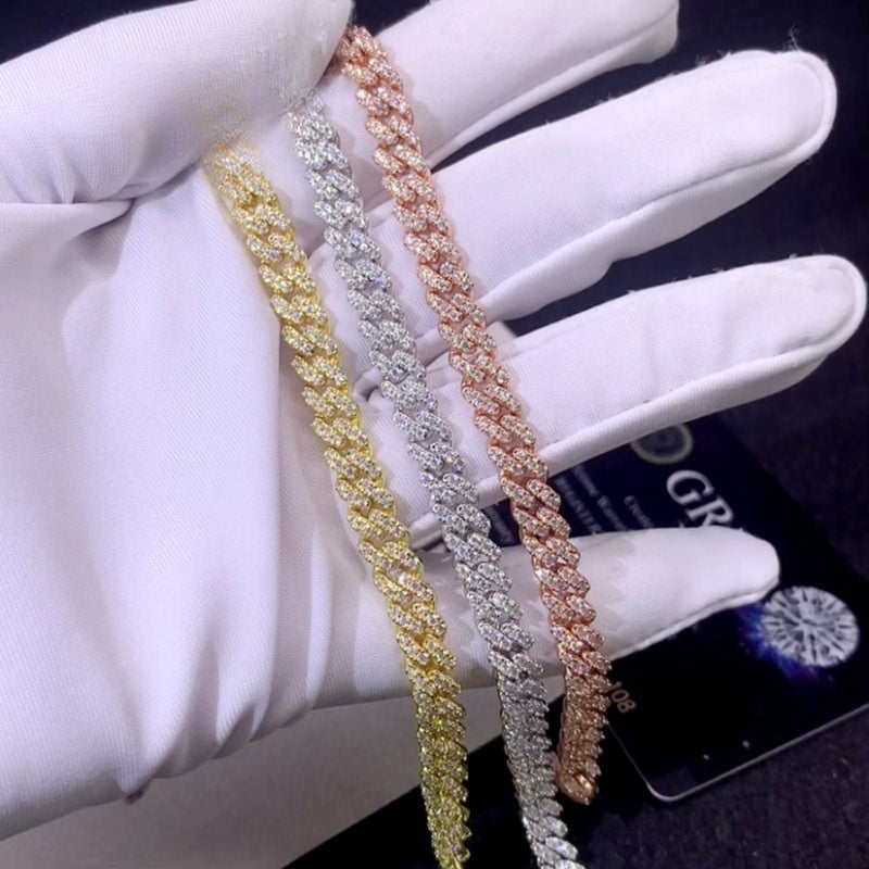 .925 SILVER CUBAN LINK ICED MOISSANITE BRACELET 6MM VTBL5001