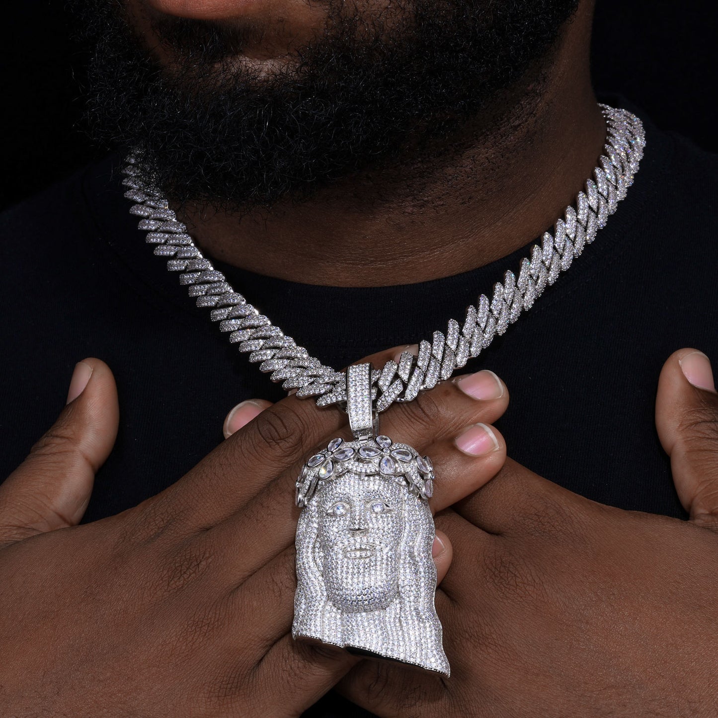 .925 SILVER 'MESSIAH' JESUS PIECE PENDANT 95MM