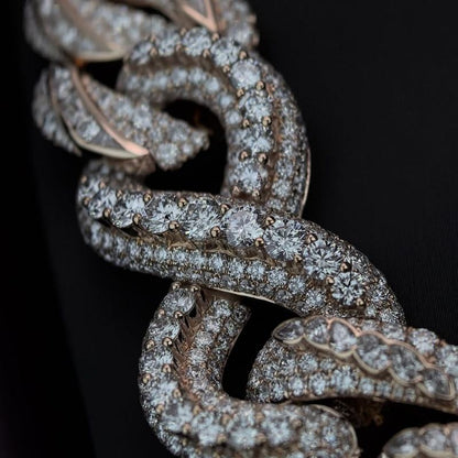 .925 SILVER MIAMI CUBAN INFINITY LINK AND ROUND CUT MOISSANITE CHAIN 22MM VTNL0008