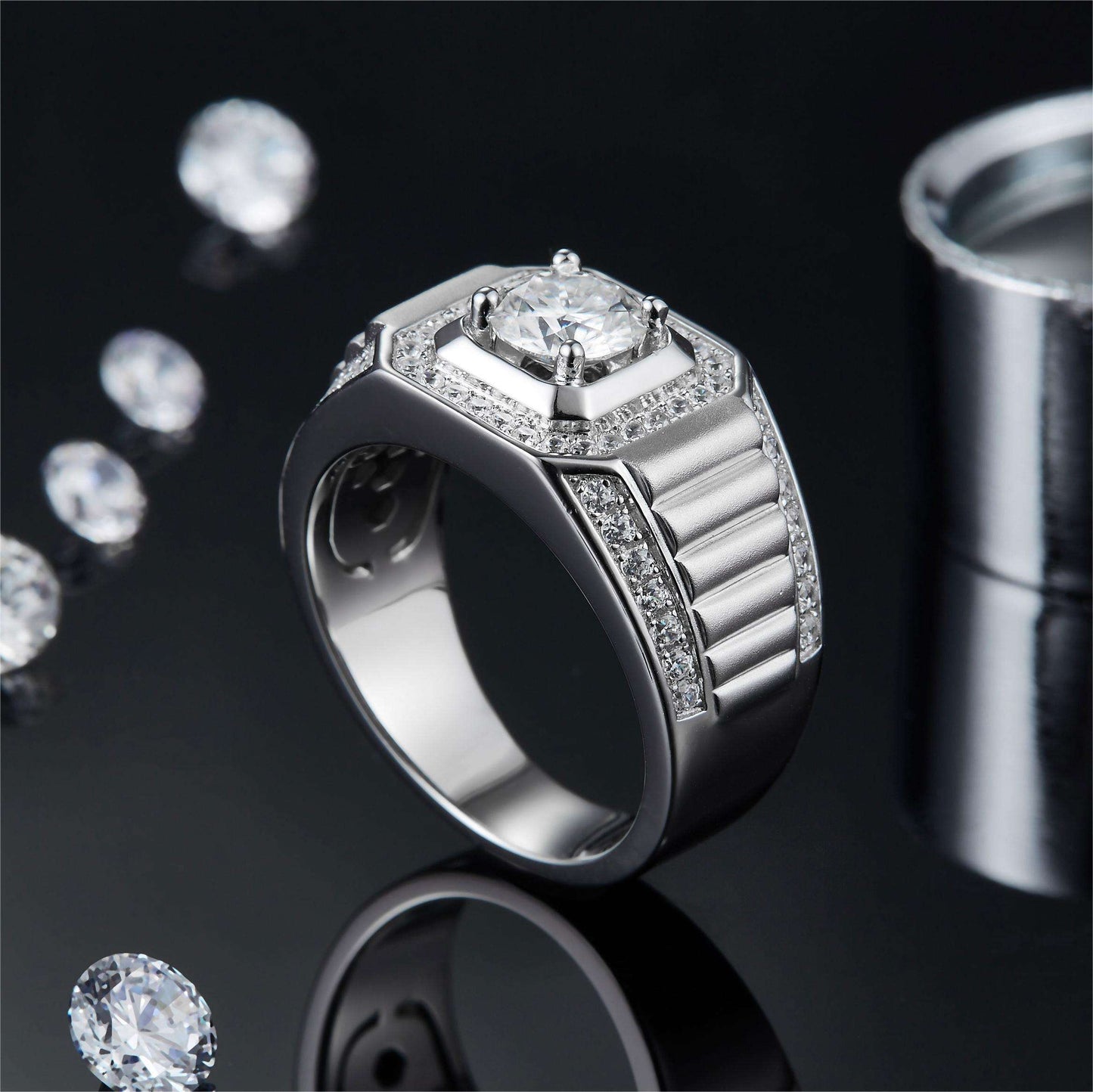 .925 SILVER 1CT 'COMMANDER' SIGNET RING