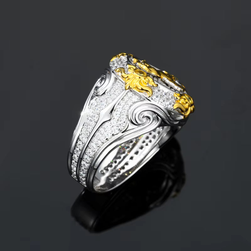 .925 SILVER 'STALLION' MOISSANITE SIGNET RING