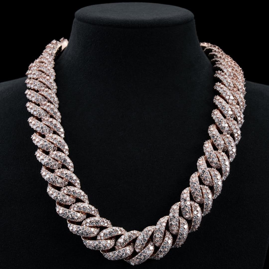 .925 SILVER MIAMI CUBAN ROUND AND ASSCHER CUT MOISSANITE CHAIN 23MM VTNL0007