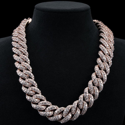 .925 SILVER MIAMI CUBAN ROUND AND ASSCHER CUT MOISSANITE CHAIN 23MM VTNL0007