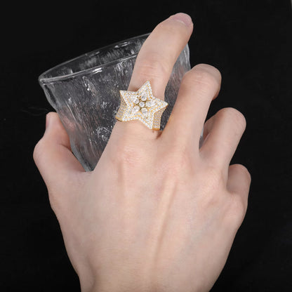 .925 SILVER 'CELESTIAL STAR' MOISSANITE SIGNET RING