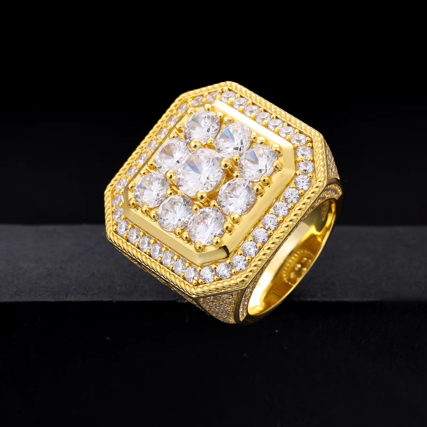 .925 SILVER 'PILLAR OCTAGON' MOISSANITE SIGNET RING