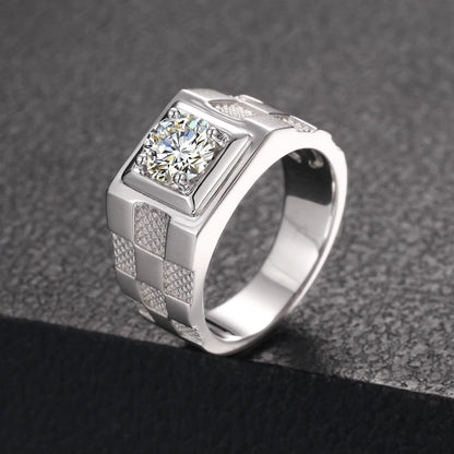 .925 SILVER 'CHESSMAN SQUARE' SIGNET RING