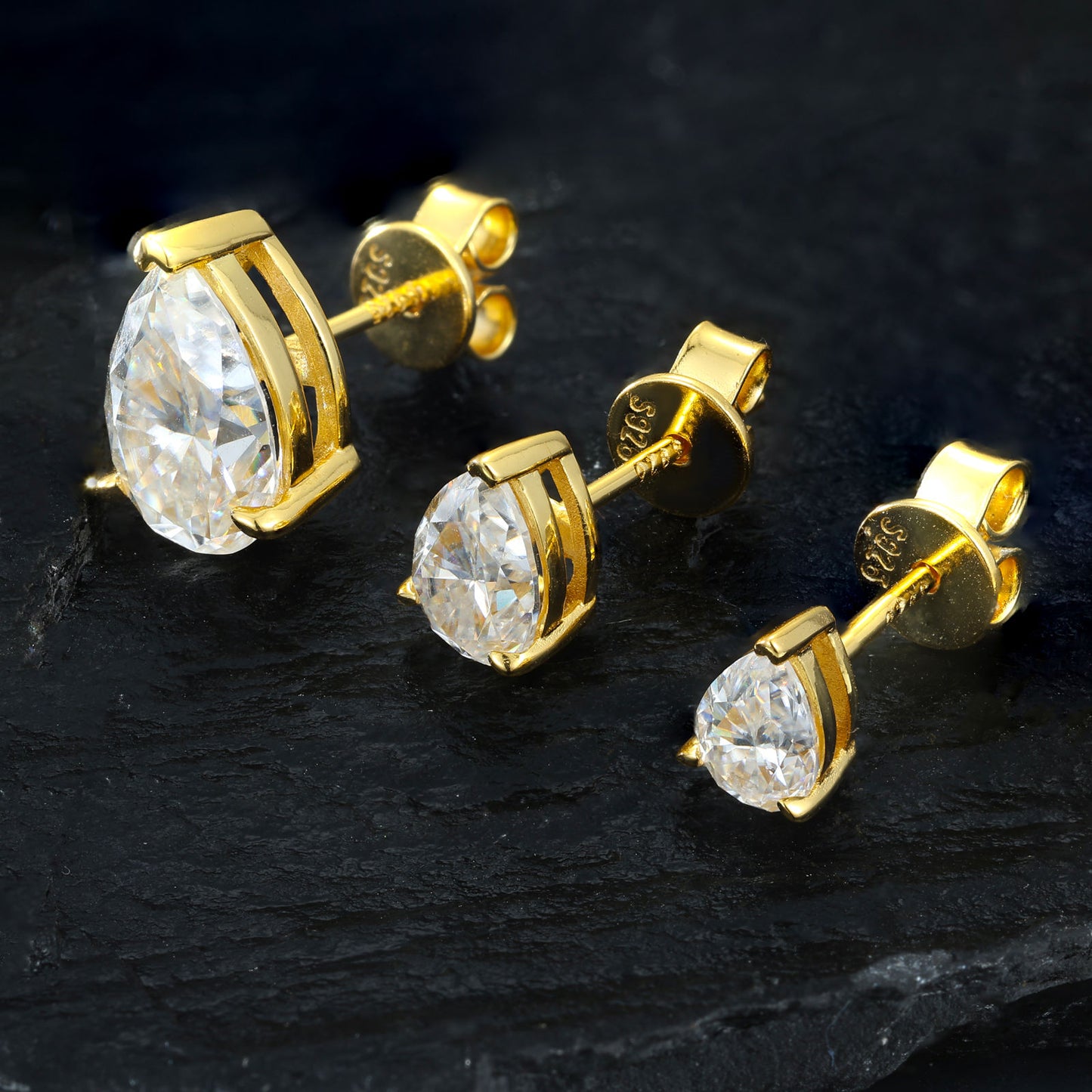 .925 SILVER 'ASCENT' PEAR CUT STUD 1CT-4CT