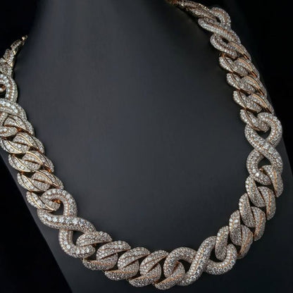 .925 SILVER MIAMI CUBAN INFINITY LINK AND ROUND CUT MOISSANITE CHAIN 22MM VTNL0008