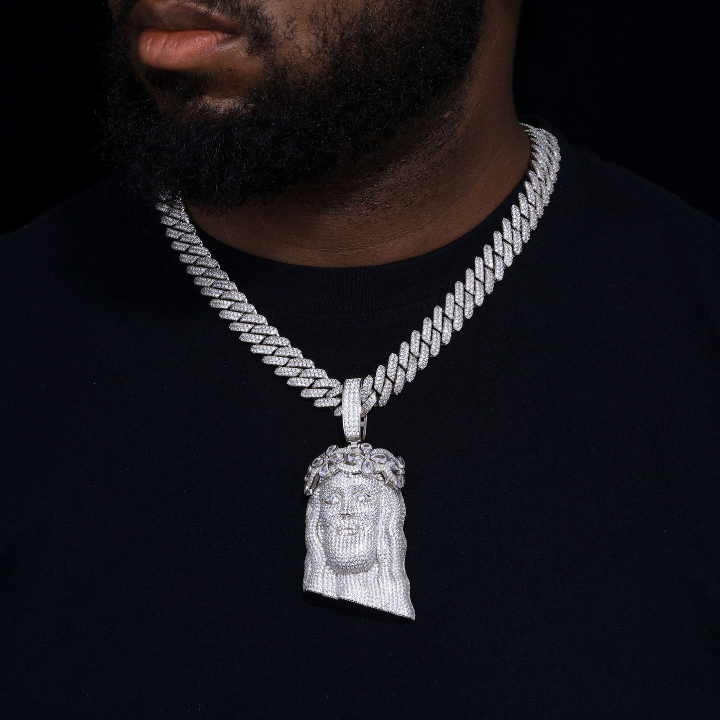 .925 SILVER 'MESSIAH' JESUS PIECE PENDANT 95MM