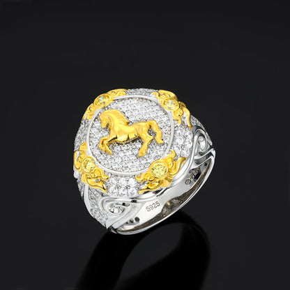 .925 SILVER 'STALLION' MOISSANITE SIGNET RING