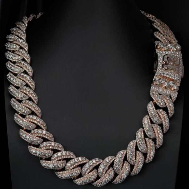 .925 SILVER MIAMI CUBAN ROUND CUT MOISSANITE CHAIN BEZEL SETTINGS WITH CUSTOMIZE NUMBER 22MM VTNL0009