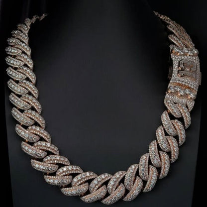 .925 SILVER MIAMI CUBAN ROUND CUT MOISSANITE CHAIN BEZEL SETTINGS WITH CUSTOMIZE NUMBER 22MM VTNL0009