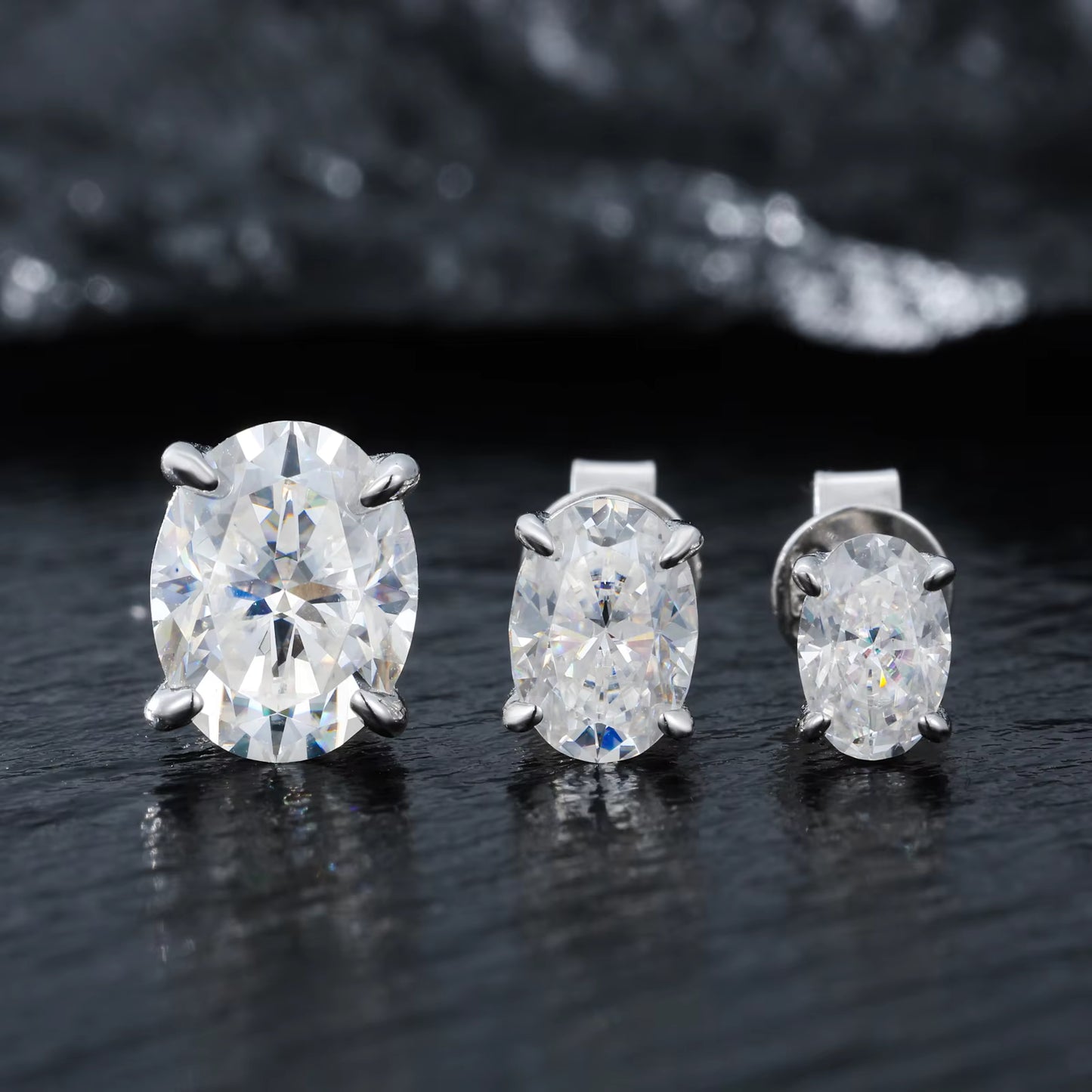 .925 SILVER 'MERIDIAN' OVAL CUT STUDS 1CT-4CT