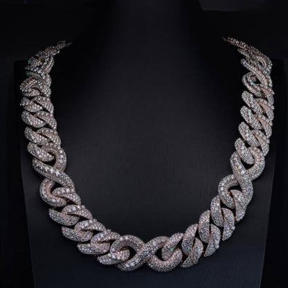 .925 SILVER MIAMI CUBAN INFINITY LINK AND ROUND CUT MOISSANITE CHAIN 22MM VTNL0008