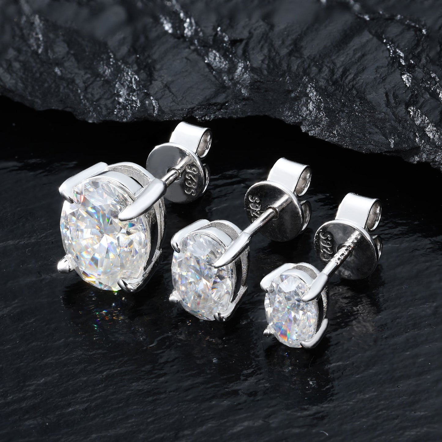 .925 SILVER 'MERIDIAN' OVAL CUT STUDS 1CT-4CT