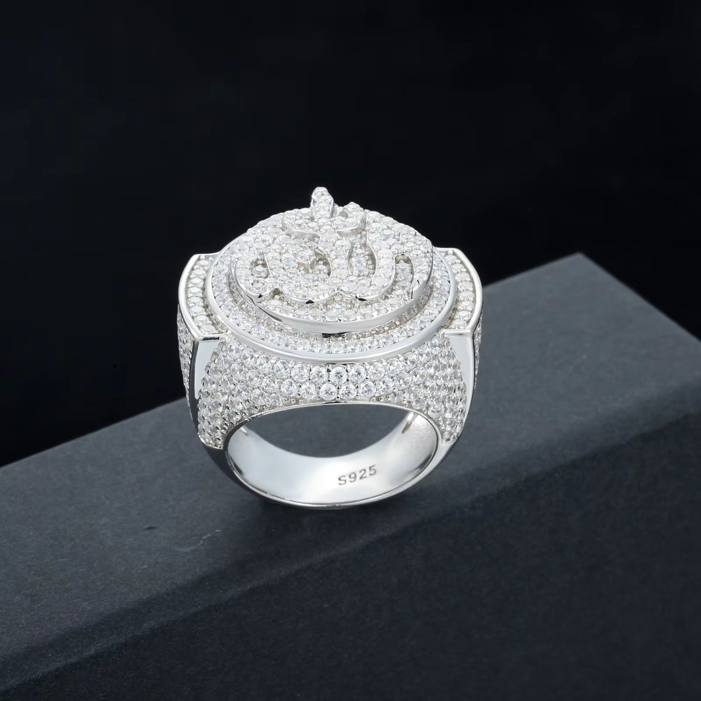 .925 SILVER 'SULTAN CALLIGRAPHY' MOISSANITE SIGNET RING