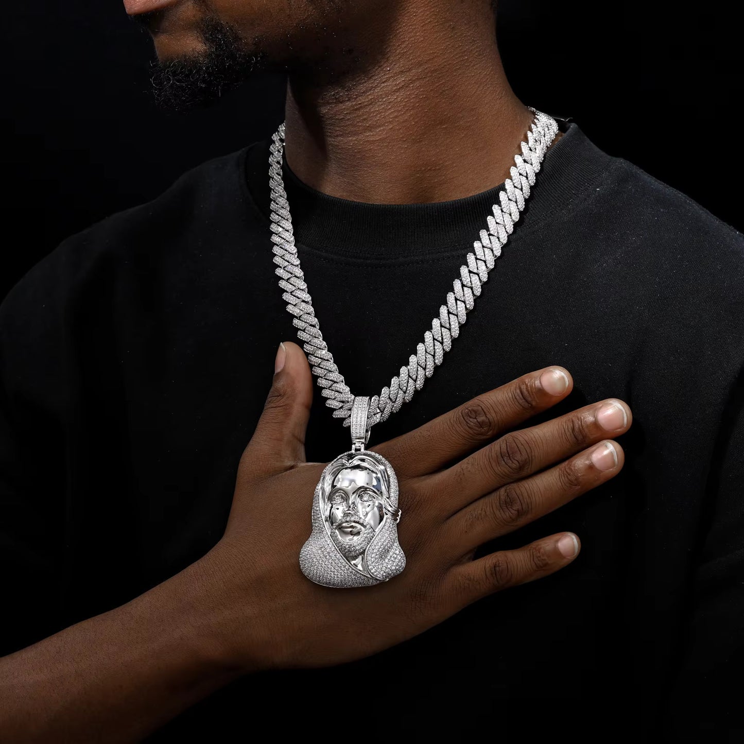 .925 SILVER 'DIVINITY' JESUS PIECE PENDANT 92MM