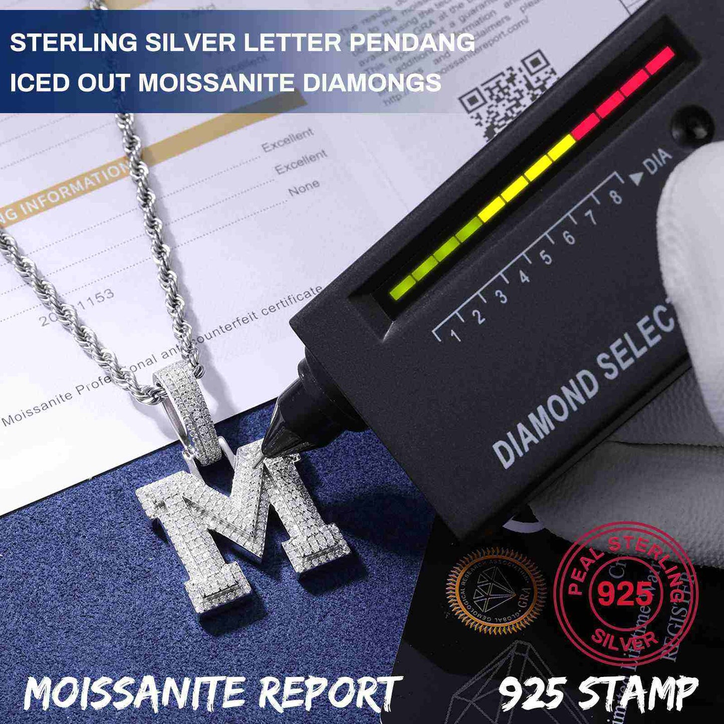 .925 SILVER 'VANGAURD ALPHA' INITIALS LETTER PENDANT 22.5MM