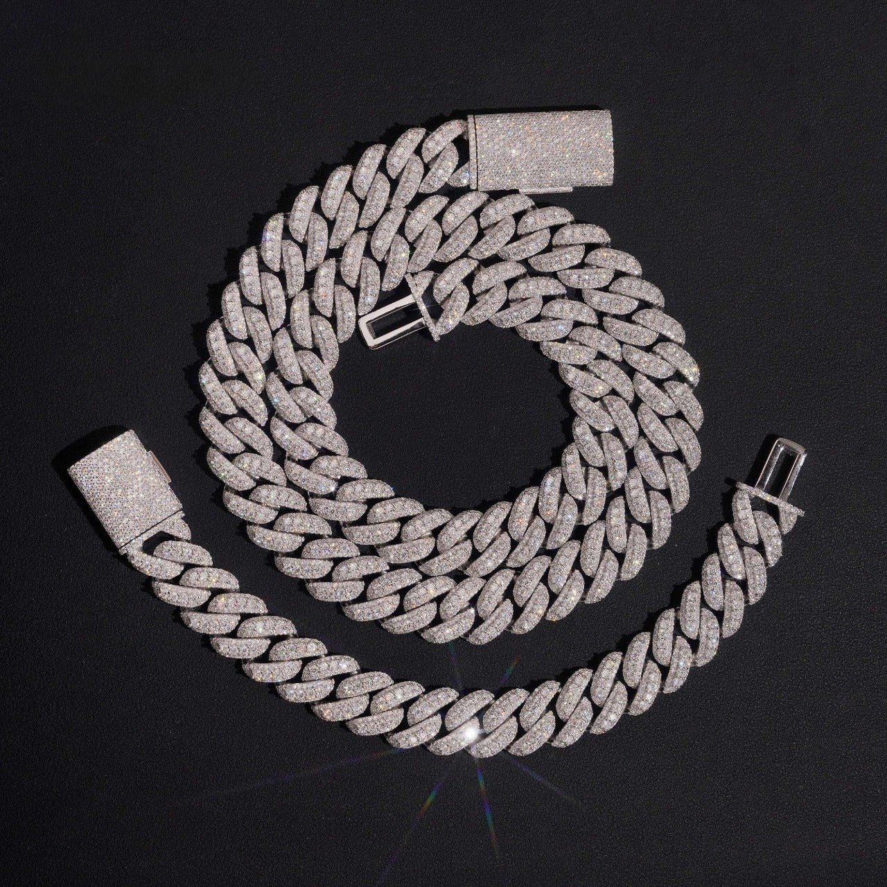 .925 SILVER MIAMI CUBAN ICED OUT MOISSANITE CHAIN 15MM VTNL0002
