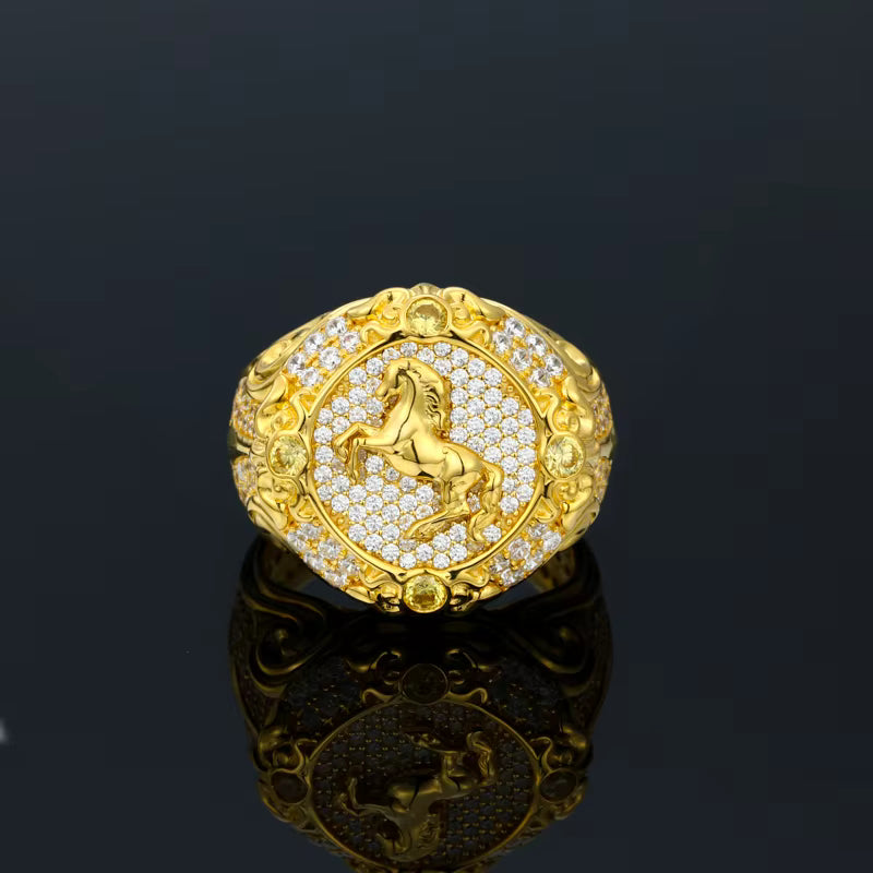 .925 SILVER 'STALLION' MOISSANITE SIGNET RING