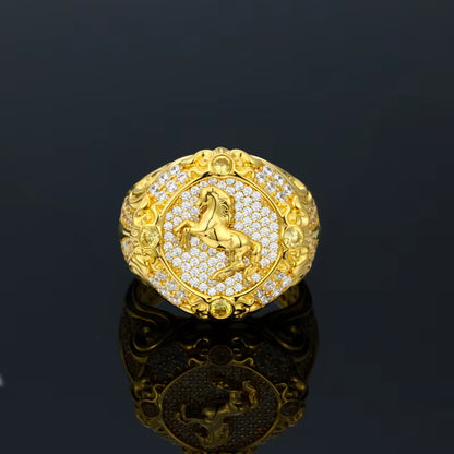 .925 SILVER 'STALLION' MOISSANITE SIGNET RING