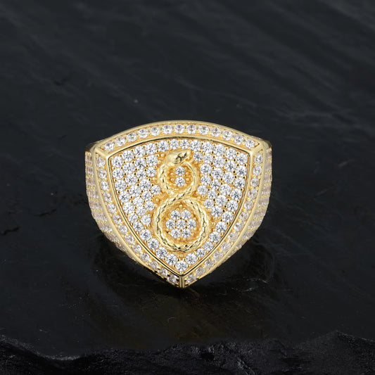 .925 SILVER 'INFINITY SNAKE SHIELD' SIGNET RING