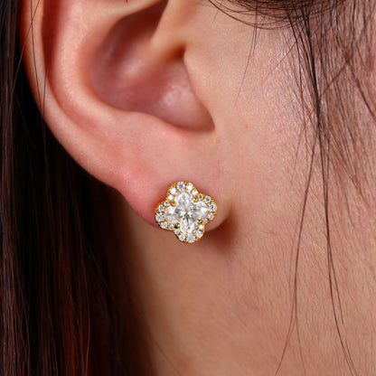 .925 SILVER 'FORTUNA' CLOVER STUD 4MM-6MM