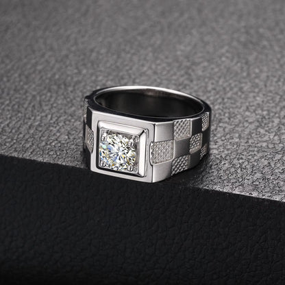 .925 SILVER 'CHESSMAN SQUARE' SIGNET RING