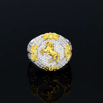 .925 SILVER 'STALLION' MOISSANITE SIGNET RING