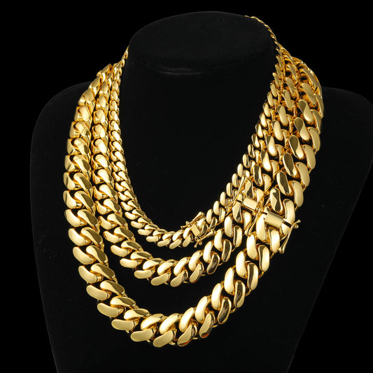 10-22mm 'Legacy' Miami Cuban Link Chain | Brass Material | 18k Gold Plated
