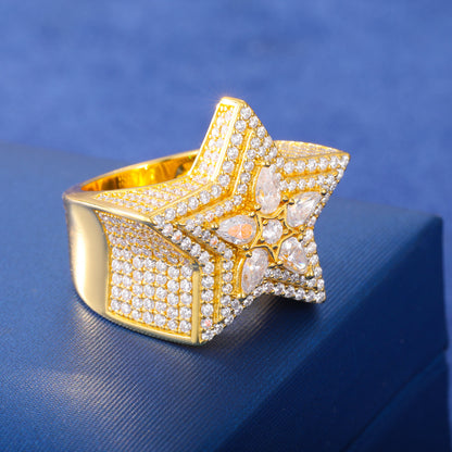 .925 SILVER 'CELESTIAL STAR' MOISSANITE SIGNET RING