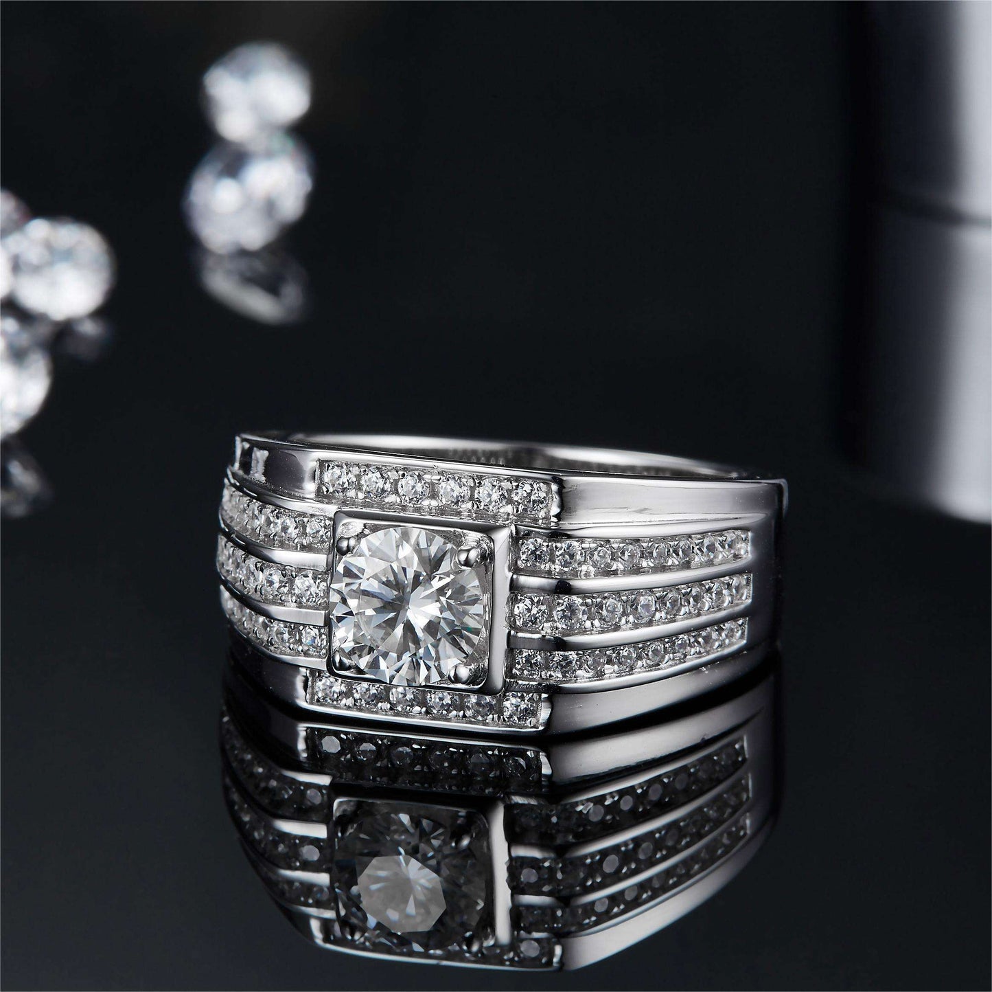 .925 SILVER 1CT 'SPECTRUM' SIGNET RING