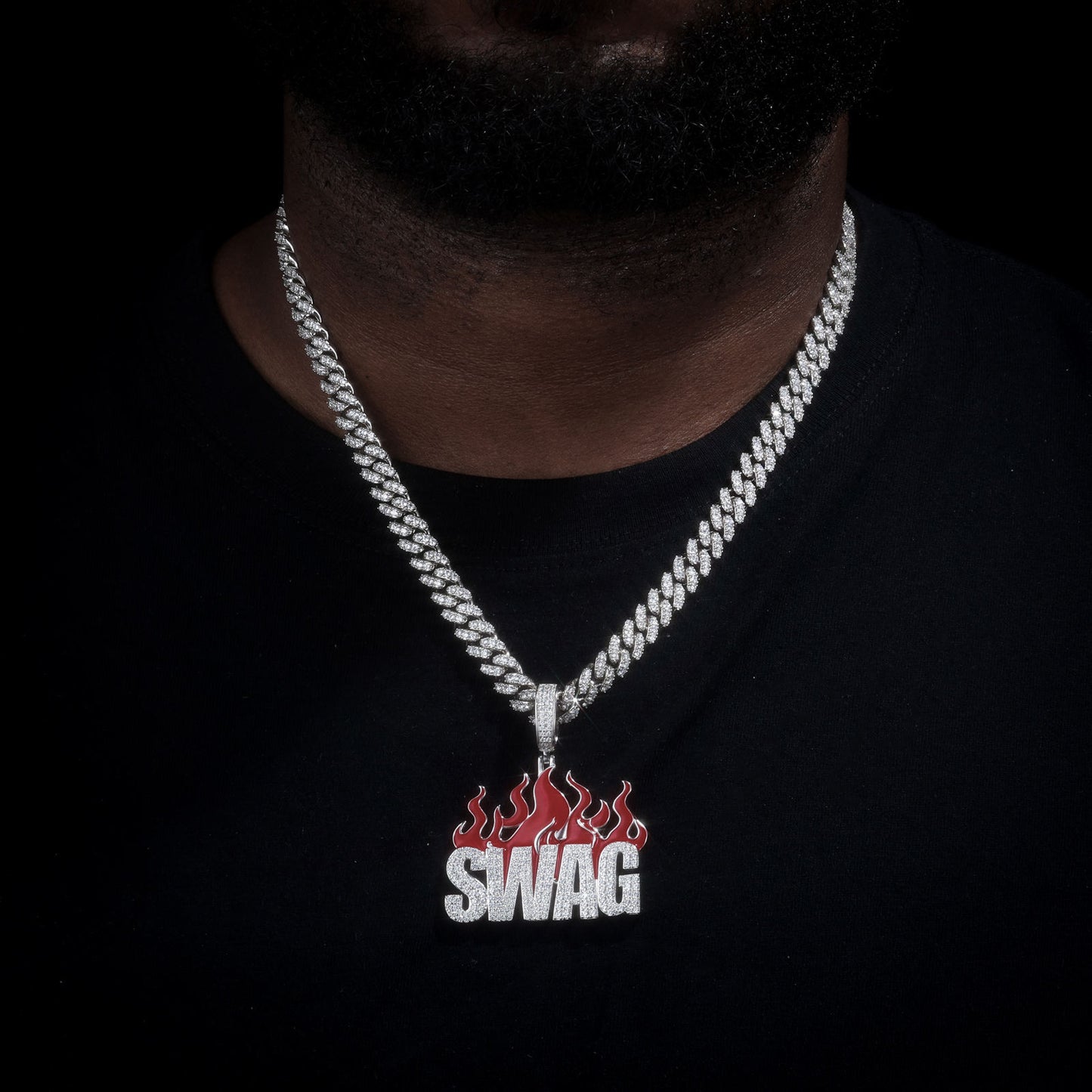 .925 SILVER 'INFERNO SWAG' PENDANT 54MM