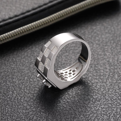 .925 SILVER 'CHESSMAN SQUARE' SIGNET RING