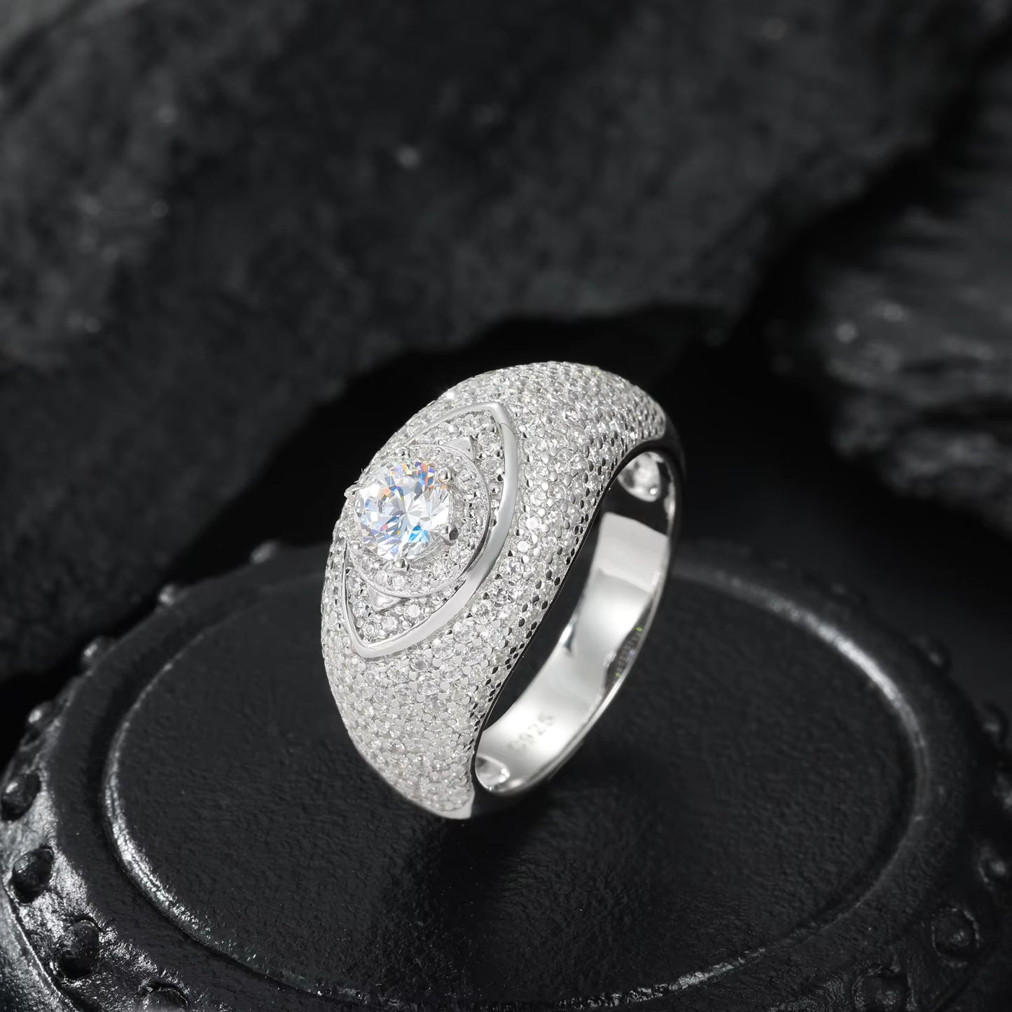 .925 SILVER 'OVERSEER' MOISSANITE SIGNET RING