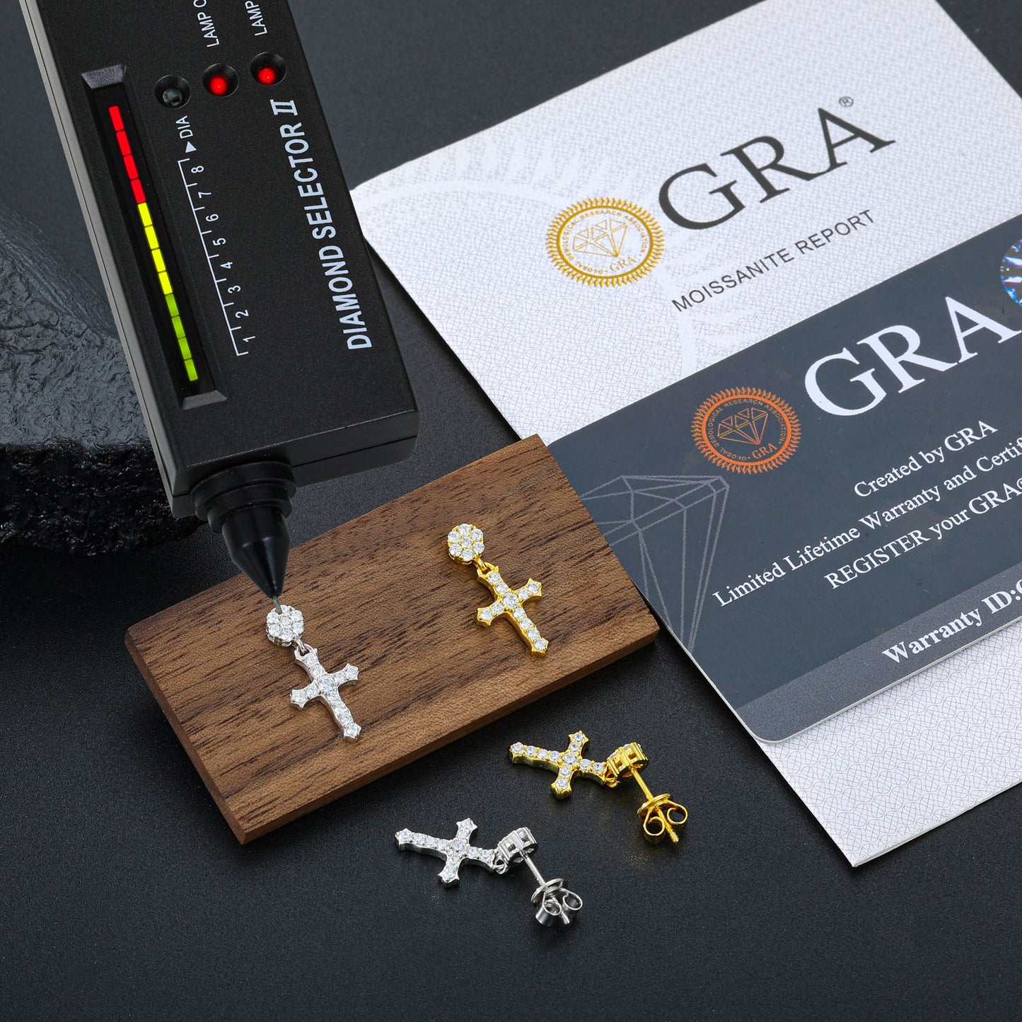 .925 SILVER 'CRUCIFIX' DROP STUDS 19MM