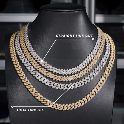 .925 SILVER CUBAN LINK MOISSANITE CHAIN PAVÉ SETTINGS 10MM VTNL0017-S925 (OVAL CUT) VTNL0018-S925 (STRAIGHT CUT)