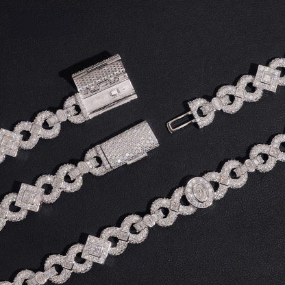 .925 SILVER MIAMI CUBAN OVAL AND ASSCHER CUT MOISSANITE CHAIN 13MM VTNL0011