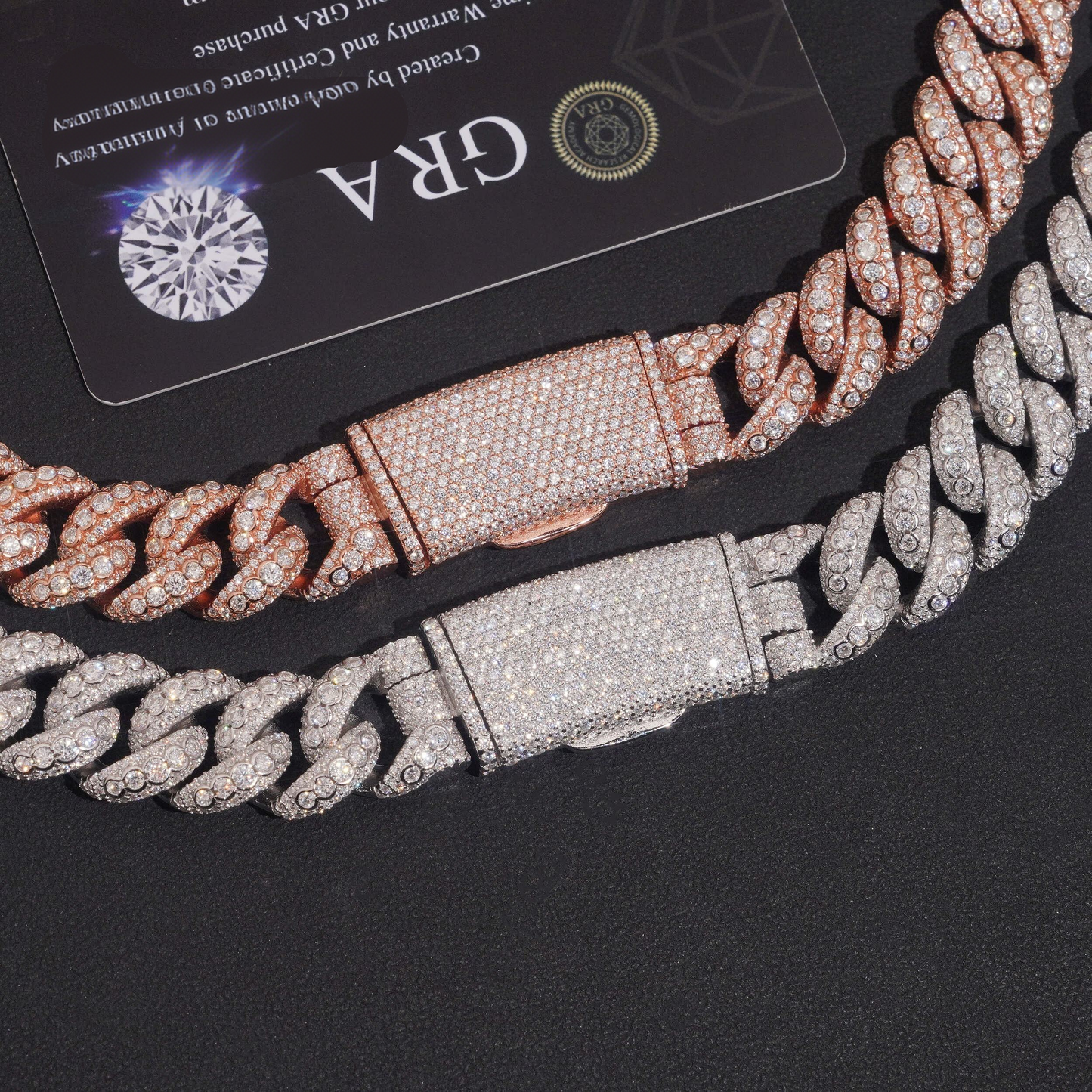 .925 SILVER MIAMI CUBAN ROUND CUT MOISSANITE CHAIN BEZEL SETTINGS 15MM VTNL0012