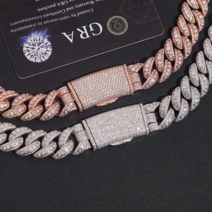 .925 SILVER MIAMI CUBAN ROUND CUT MOISSANITE CHAIN BEZEL SETTINGS 15MM VTNL0012