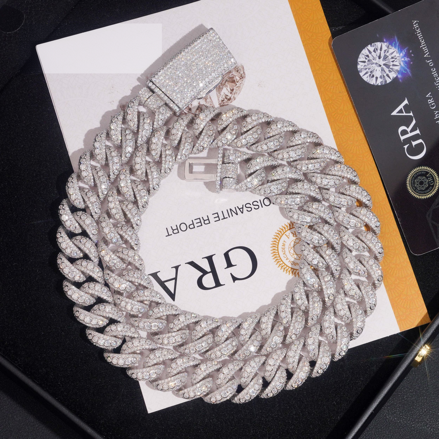 .925 SILVER MIAMI CUBAN ROUND CUT MOISSANITE CHAIN BEZEL SETTINGS 15MM VTNL0012