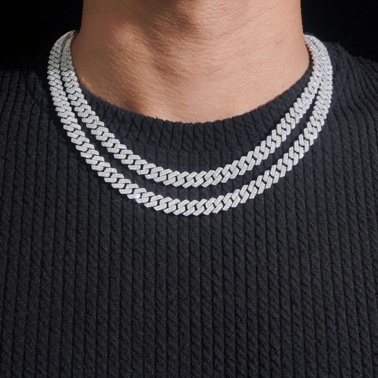 .925 SILVER CUBAN LINK MOISSANITE CHAIN PAVÉ SETTINGS 8MM VTNL0013