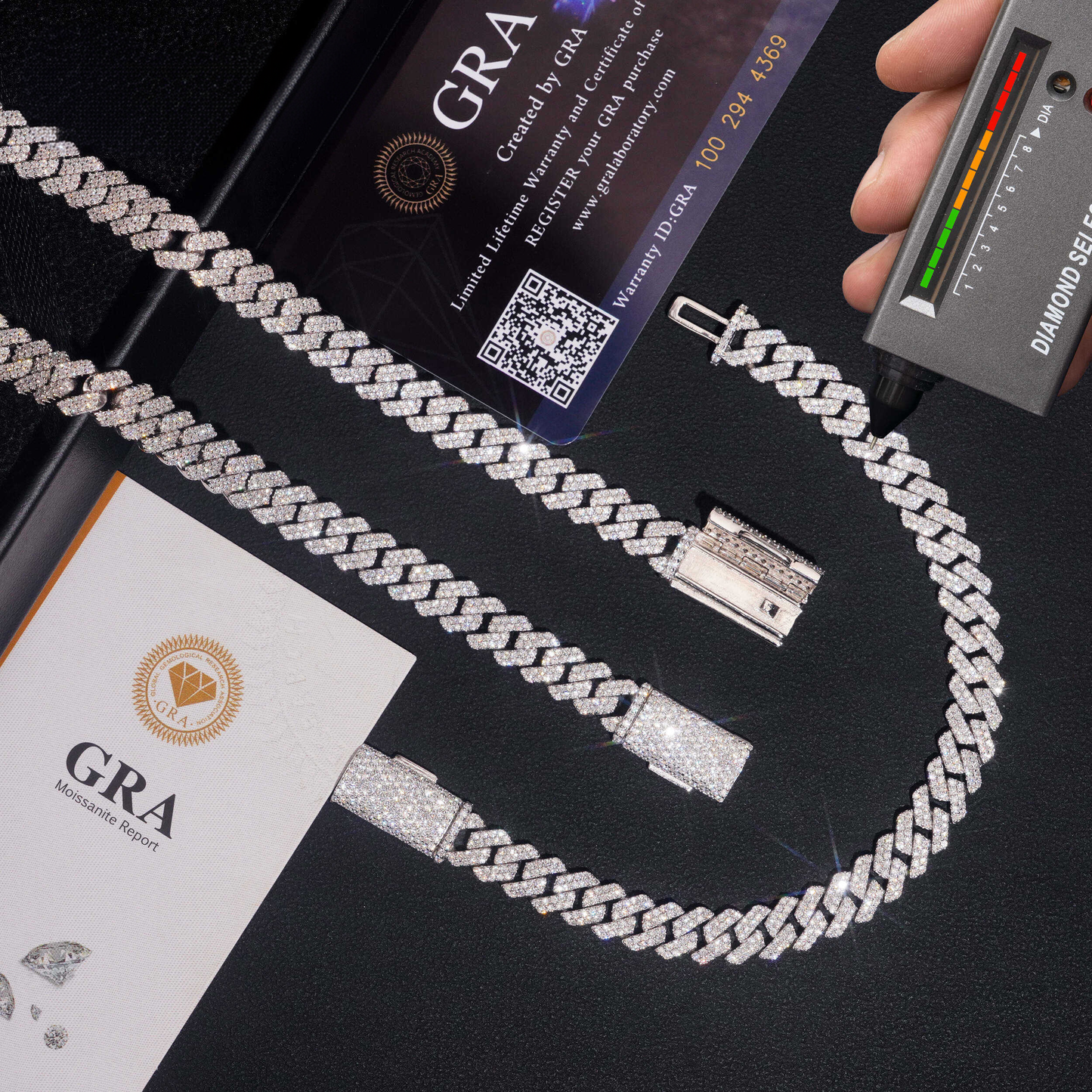 .925 SILVER CUBAN LINK MOISSANITE CHAIN PAVÉ SETTINGS 8MM VTNL0013