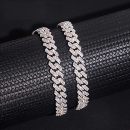 .925 SILVER CUBAN LINK MOISSANITE CHAIN PAVÉ SETTINGS 8MM VTNL0013